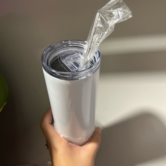 White Insulated Tumbler with Straw - Picture 1 of 2